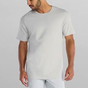 BYLT Basics Lux Split Hem Short Sleeve Crew Light Gray Storm Medium